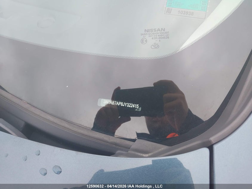 2018 Nissan Sentra 1.8 S/1.8 Sv/1.8 Sv Midnight Edition VIN: 3N1AB7AP8JY322415 Lot: 12590632