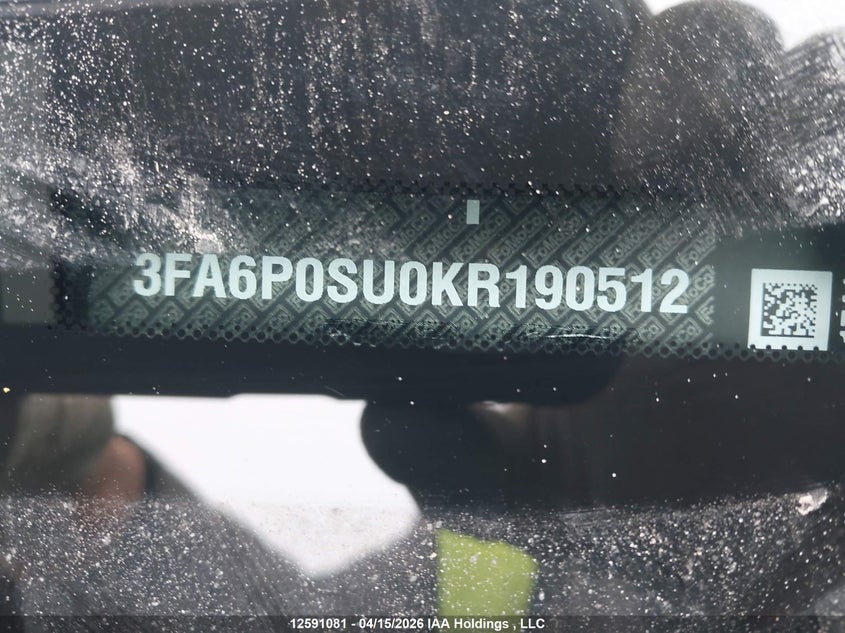 2019 Ford Fusion Titanium VIN: 3FA6P0SU0KR190512 Lot: 12591081