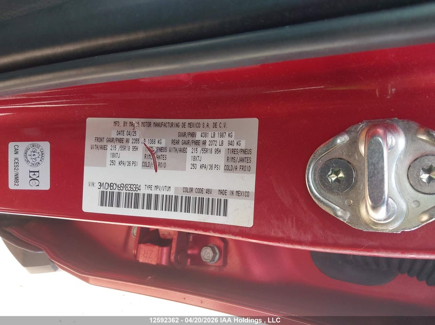 2025 Mazda Cx-30 Gs VIN: 3MVDMBCM9SM839384 Lot: 12592362