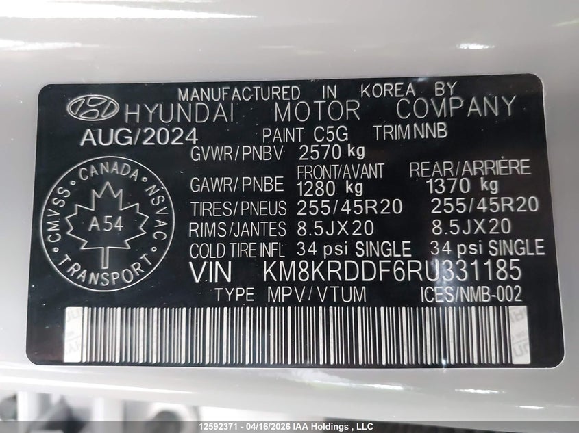2024 Hyundai Ioniq 5 Preferred Long Range With Ultimate Package VIN: KM8KRDDF6RU331185 Lot: 12592371