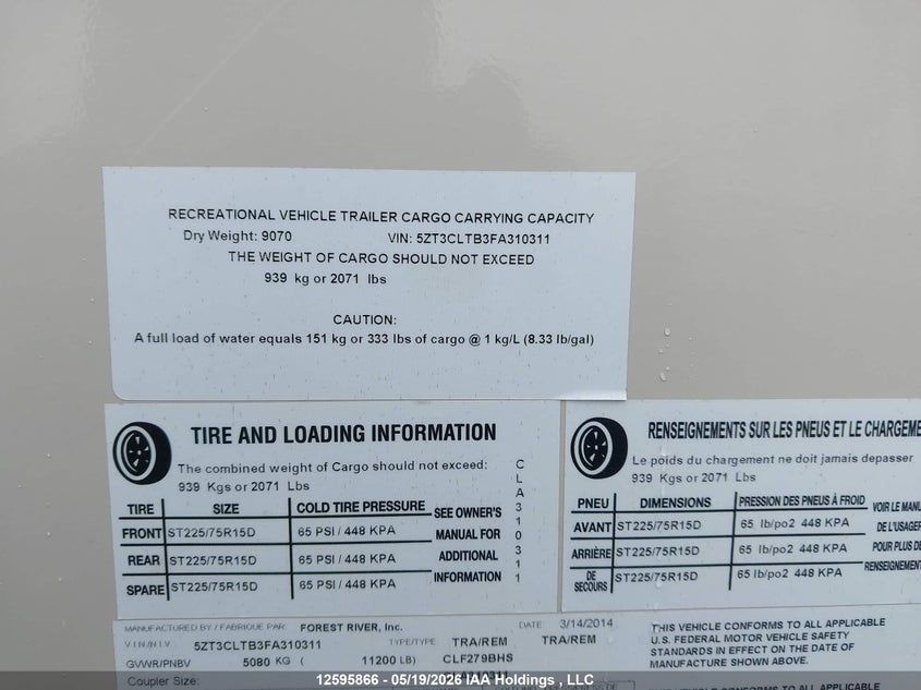 2015 OTHER COACHMEN 345BHS TRAILER N/A