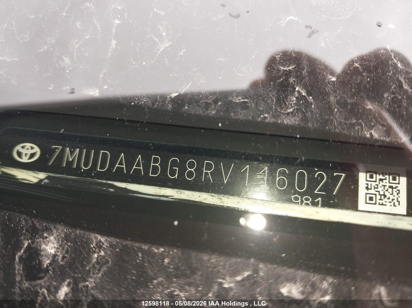 2024 Toyota Corolla Cross VIN: 7MUDAABG8RV116027 Lot: 12598118