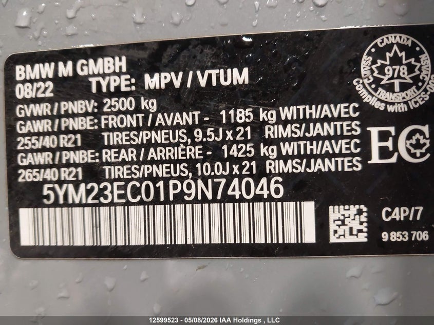 2023 BMW X4 M Competition VIN: 5YM23EC01P9N74046 Lot: 12599523