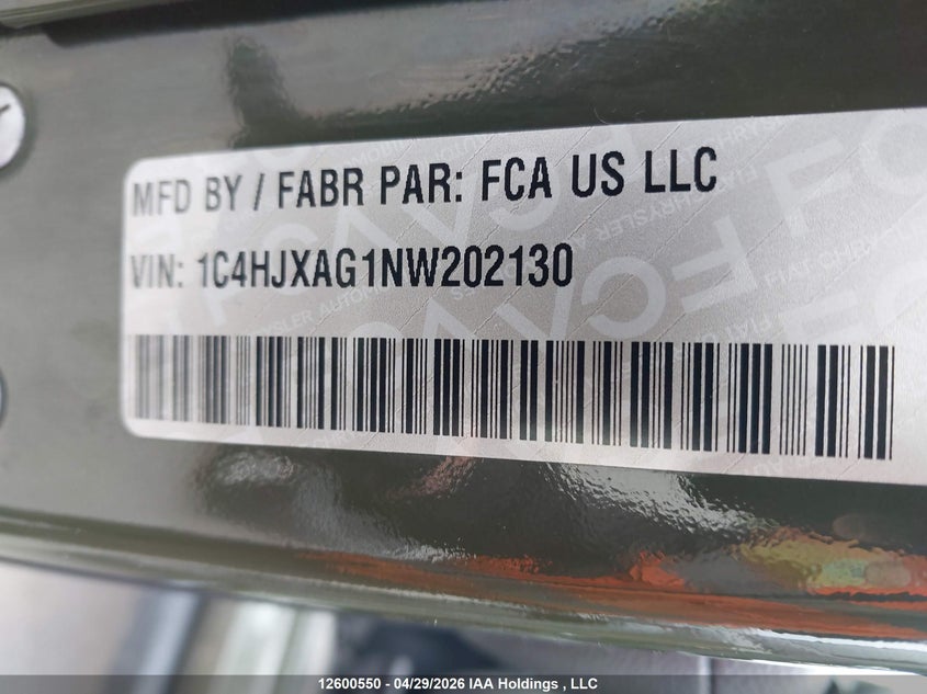 2022 Jeep Wrangler Willys VIN: 1C4HJXAG1NW202130 Lot: 12600550