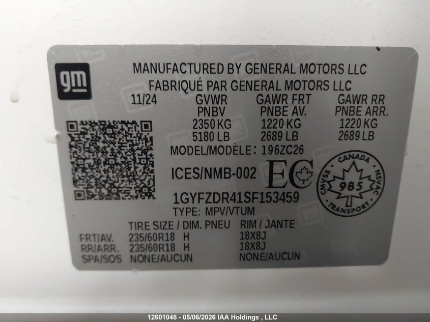 2025 Cadillac Xt4 Premium Luxury VIN: 1GYFZDR41SF153459 Lot: 12601048