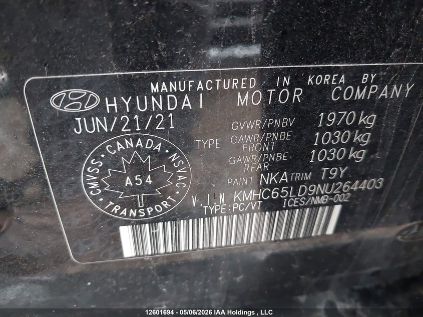 2022 Hyundai Ioniq Plug-In Hybrid Essential VIN: KMHC65LD9NU264403 Lot: 12601694