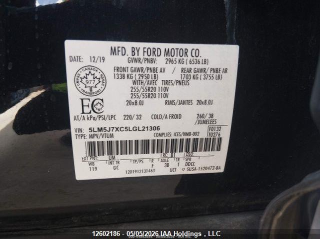 2020 Lincoln Aviator Reserve VIN: 5LM5J7XC5LGL21306 Lot: 12602186