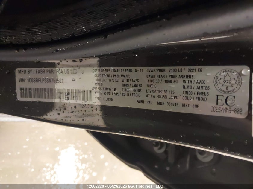 2025 Ram 1500 3.0 Ram Rebel grey Lot 111012602220 Vin 1C6SRFLP3SN768501