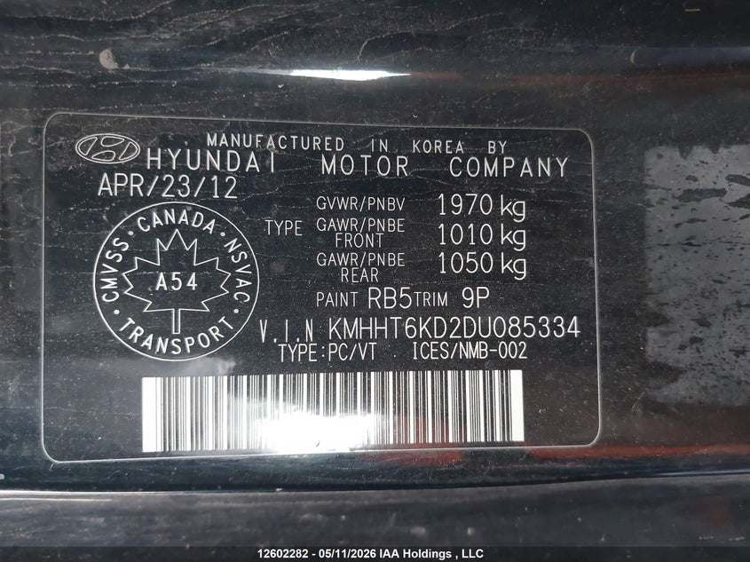 2013 HYUNDAI GENESIS SEDAN 2.0L I4 FI DOHC 16V NF4