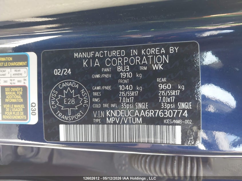 2024 Kia Seltos Ex VIN: KNDEUCAA6R7630774 Lot: 12602612