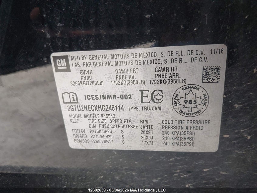 2017 GMC SIERRA 1500 SLT PICKUP 5.3L V-8 DI, VVT, 355HP
