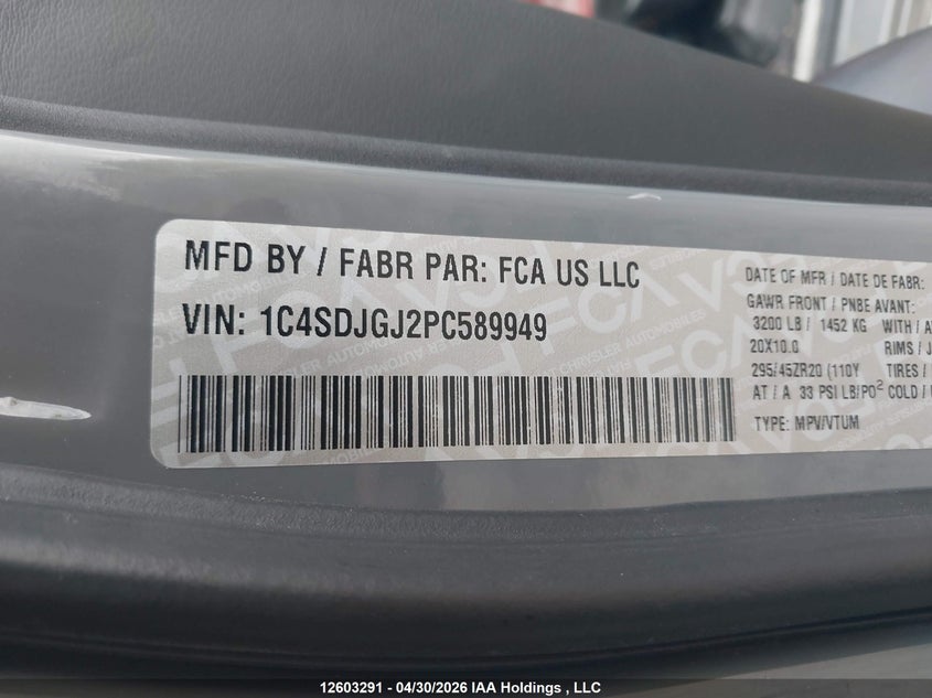 1C4SDJGJ2PC589949 2023 Dodge Durango 6.4 Srt 392 Grey