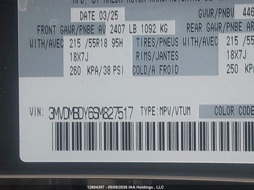 2025 Mazda Cx-30 Premium VIN: 3MVDMBDY6SM827517 Lot: 12604387