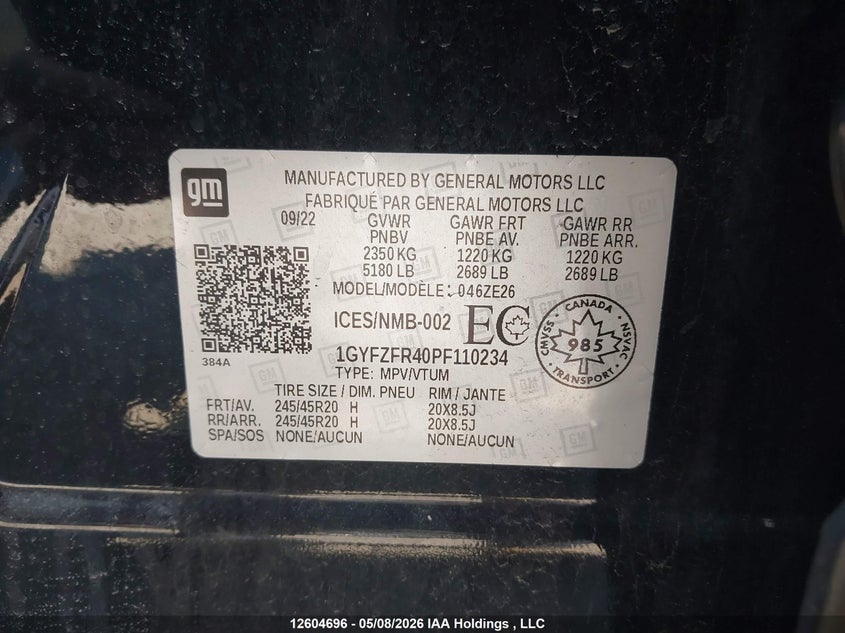 2023 Cadillac Xt4 Sport VIN: 1GYFZFR40PF110234 Lot: 12604696