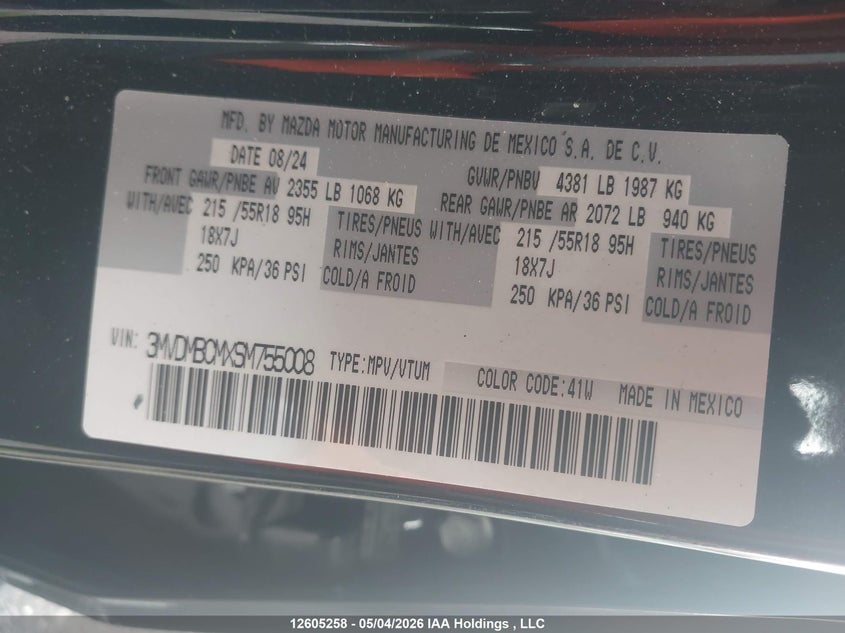 2025 Mazda Cx-30 Gs VIN: 3MVDMBCMXSM755008 Lot: 12605258