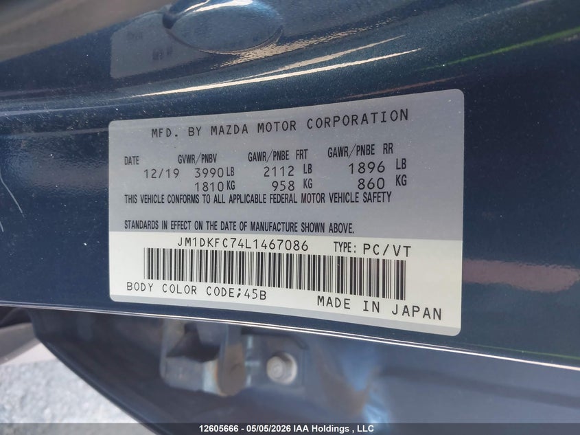 2020 Mazda Cx-3 Gs VIN: JM1DKFC74L1467086 Lot: 12605666