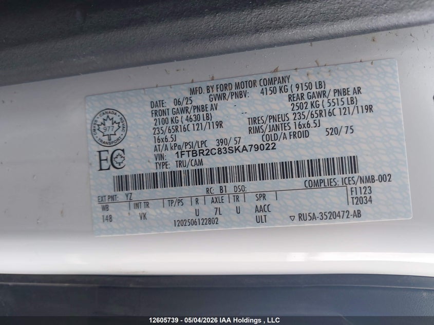 2025 FORD TRANSIT VAN 3.5L V6 FI DOHC 24V NF4