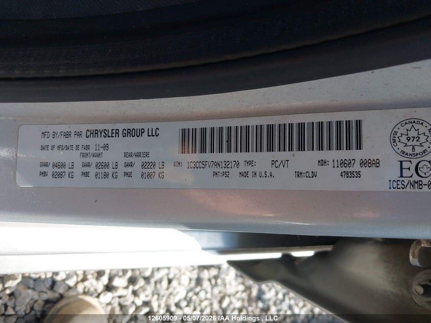 2010 Chrysler Sebring Touring VIN: 1C3CC5FV7AN132170 Lot: 12605909