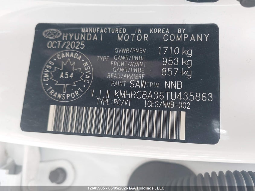 2026 Hyundai Venue Preferred VIN: KMHRC8A36TU435863 Lot: 12605985