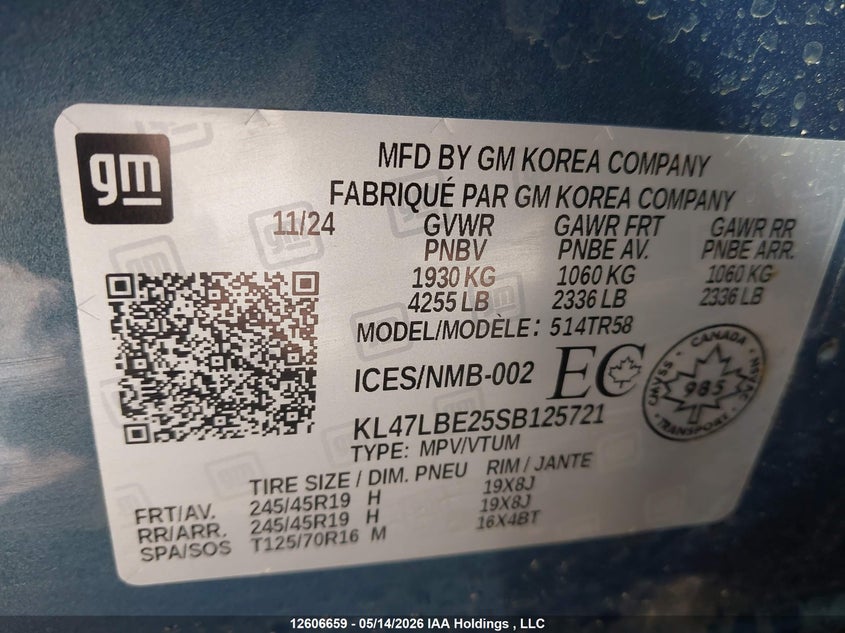 2025 Buick Envista Sport Touring VIN: KL47LBE25SB125721 Lot: 12606659