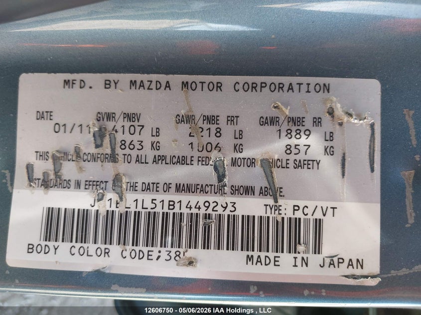 2011 Mazda Mazda3 Gs VIN: JM1BL1L51B1449293 Lot: 12606750
