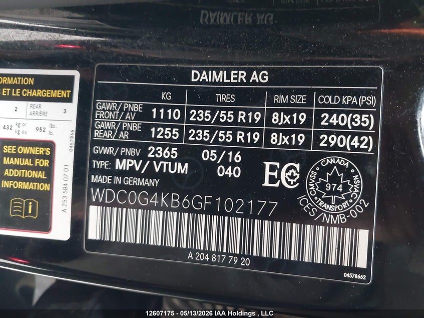 2016 Mercedes-Benz Glc 300 4Matic VIN: WDC0G4KB6GF102177 Lot: 12607175