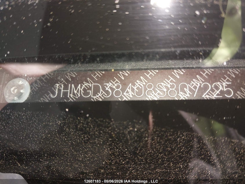 2008 Honda Fit Dx/Lx VIN: JHMGD38408S807225 Lot: 12607183