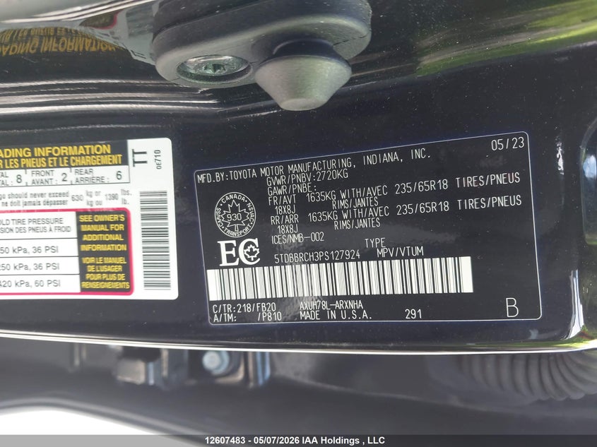 2023 TOYOTA HIGHLANDER SPORT UTILITY VEHICLE 2.5L I-4 DI, DOHC, VVT, 186HP