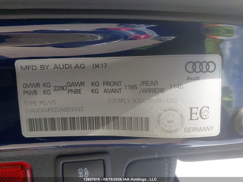 2018 Audi S4 3.0T Technik VIN: WAUC4AF42JA003332 Lot: 12607615