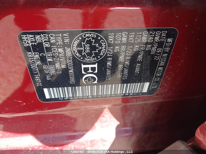 2023 Nissan Rogue Platinum VIN: JN8BT3DD3PW303882 Lot: 12607807