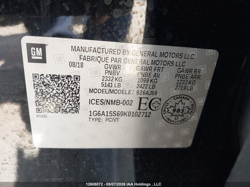2019 CADILLAC CTS-V SEDAN 6.2L V-8 DI, VVT, SUPERCHARGER, 640HP