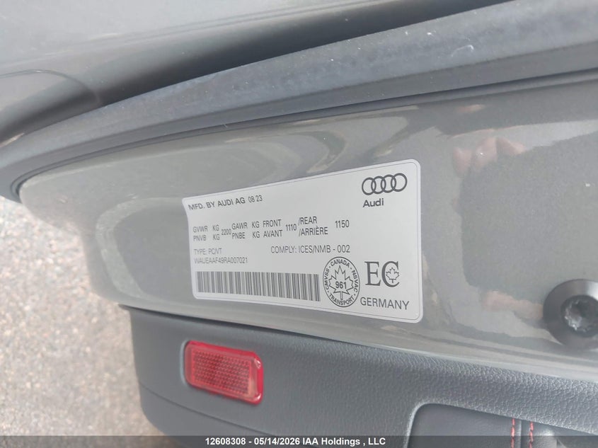 2024 Audi A4 45 Progressiv VIN: WAUEAAF49RA007021 Lot: 12608308