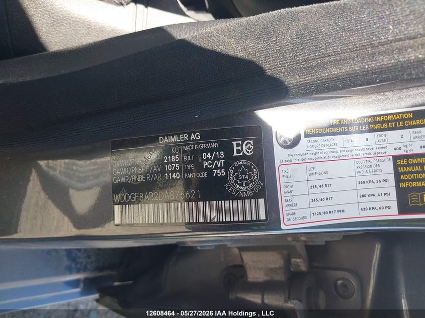 2013 Mercedes-Benz C 300 4Matic VIN: WDDGF8AB2DA876621 Lot: 12608464