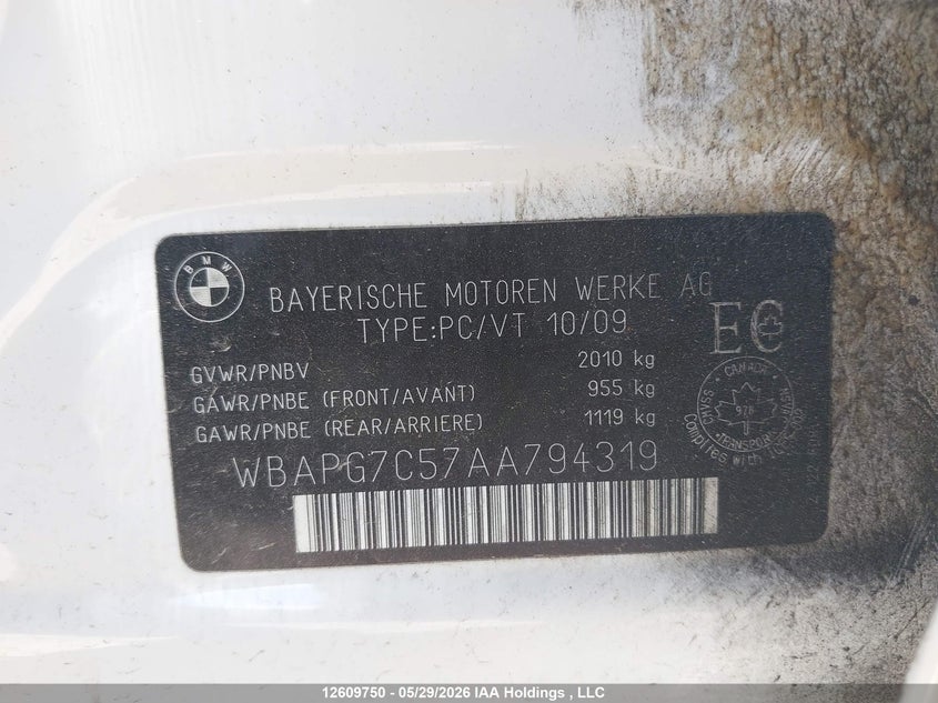 2010 BMW 323 I VIN: WBAPG7C57AA794319 Lot: 12609750