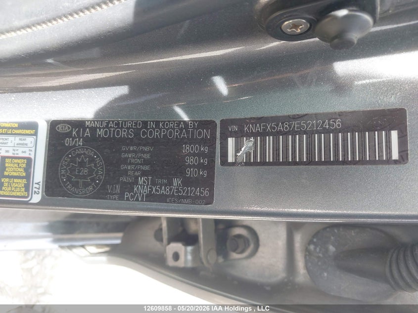 2014 KIA FORTE HATCHBACK 2.0L I-4 DI, DOHC, VVT, 173HP