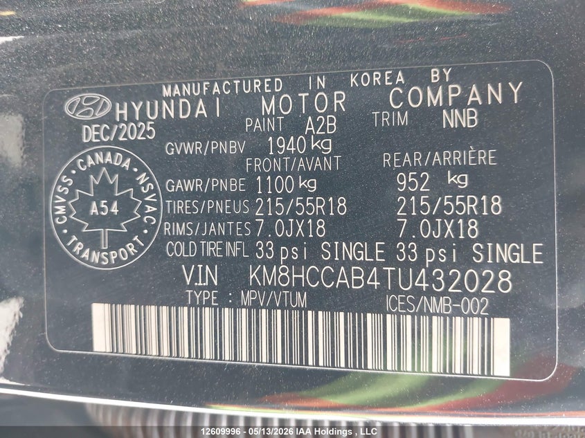 2026 Hyundai Kona Preferred-Trend VIN: KM8HCCAB4TU432028 Lot: 12609996