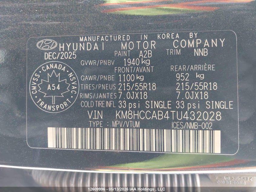 2026 Hyundai Kona Preferred-Trend VIN: KM8HCCAB4TU432028 Lot: 12609996