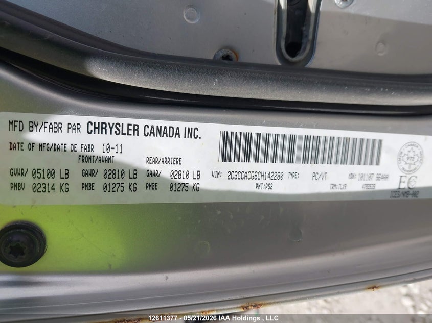 2012 Chrysler 300 Limited VIN: 2C3CCACG6CH142280 Lot: 12611377