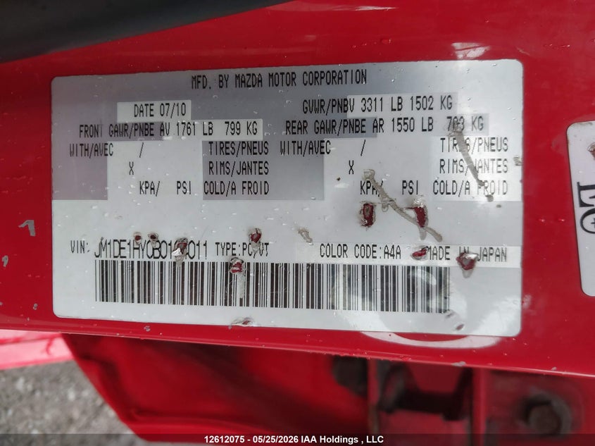 2011 Mazda Mazda2 VIN: JM1DE1HY0B0104011 Lot: 12612075