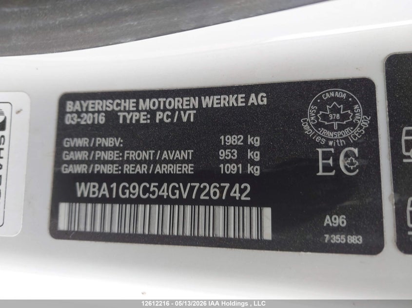 2016 BMW 228I xDrive VIN: WBA1G9C54GV726742 Lot: 12612216
