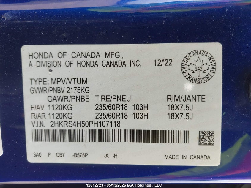 2023 Honda Cr-V Sport/Sport-B VIN: 2HKRS4H50PH107118 Lot: 12612723