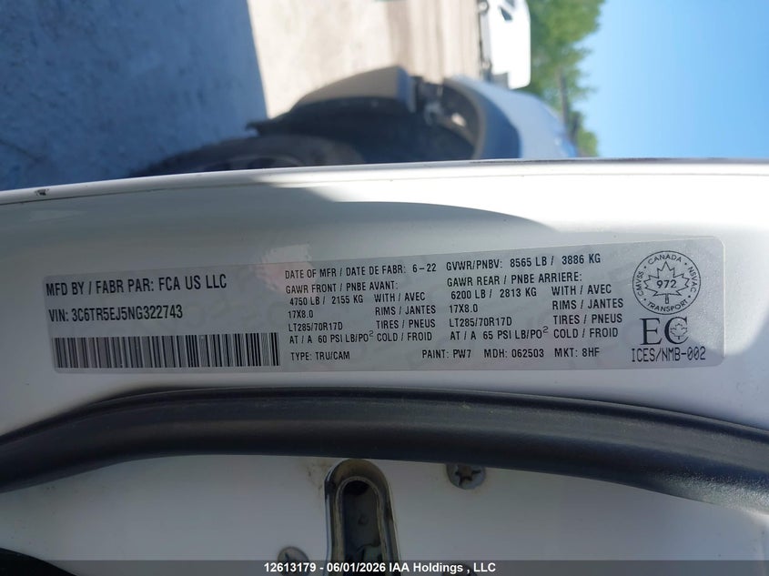 2022 RAM 2500 PICKUP 6.4L V-8 VVT, 410HP
