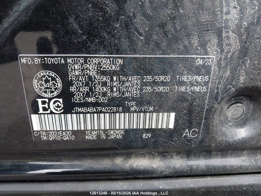 2023 Subaru Solterra Premium/Limited/Touring VIN: JTMABABA7PA022818 Lot: 12613248