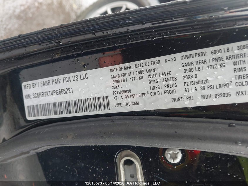 2023 Ram 1500 Classic Tradesman VIN: 3C6RR7KT4PG665221 Lot: 12613573