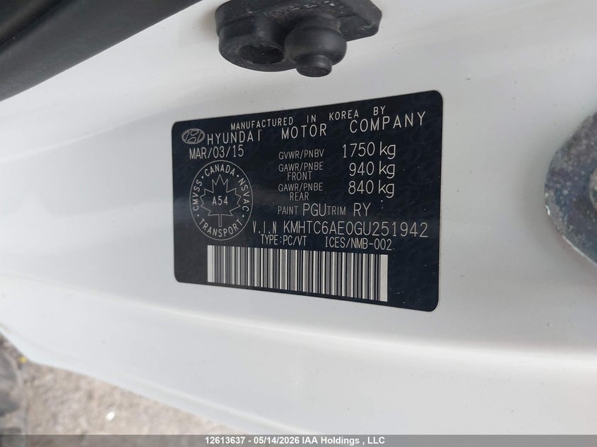 2016 Hyundai Veloster Turbo VIN: KMHTC6AE0GU251942 Lot: 12613637