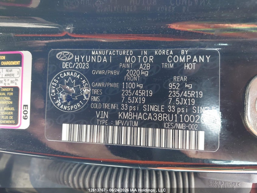 2024 Hyundai Kona N Line VIN: KM8HACA38RU110029 Lot: 12613767