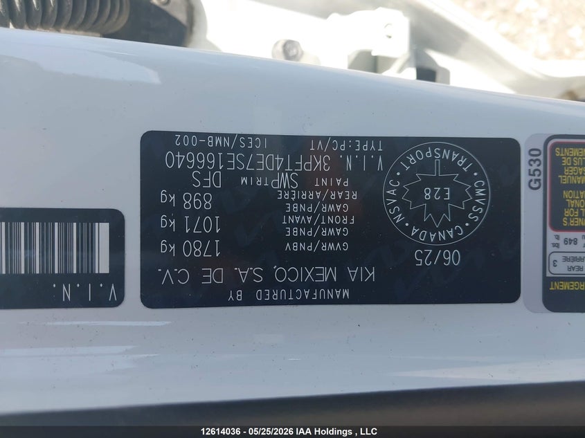 2025 Kia K4 Lx VIN: 3KPFT4DE7SE166640 Lot: 12614036
