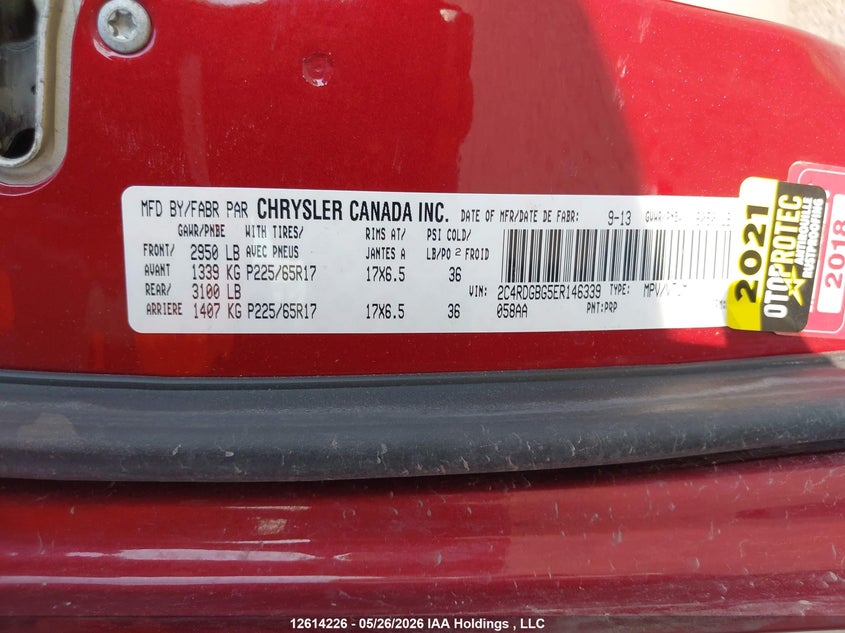 2014 Dodge Grand Caravan Se VIN: 2C4RDGBG5ER146339 Lot: 12614226