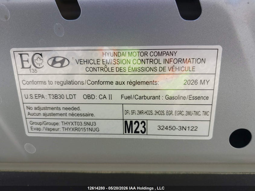 2026 Hyundai Palisade Preferred Trend VIN: KM8RGES24TU102702 Lot: 12614280
