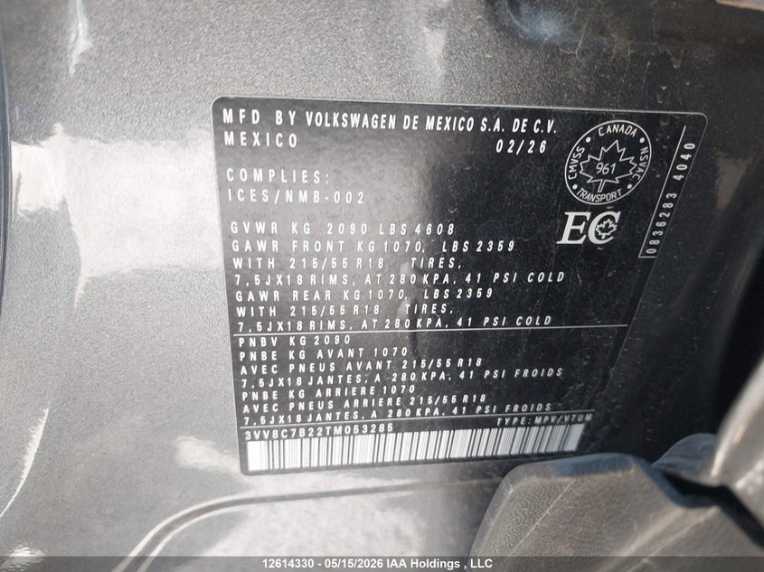 2026 VOLKSWAGEN TAOS SPORT UTILITY VEHICLE 1.5L I-4 DI, DOHC, VVT, TURBO, 174HP